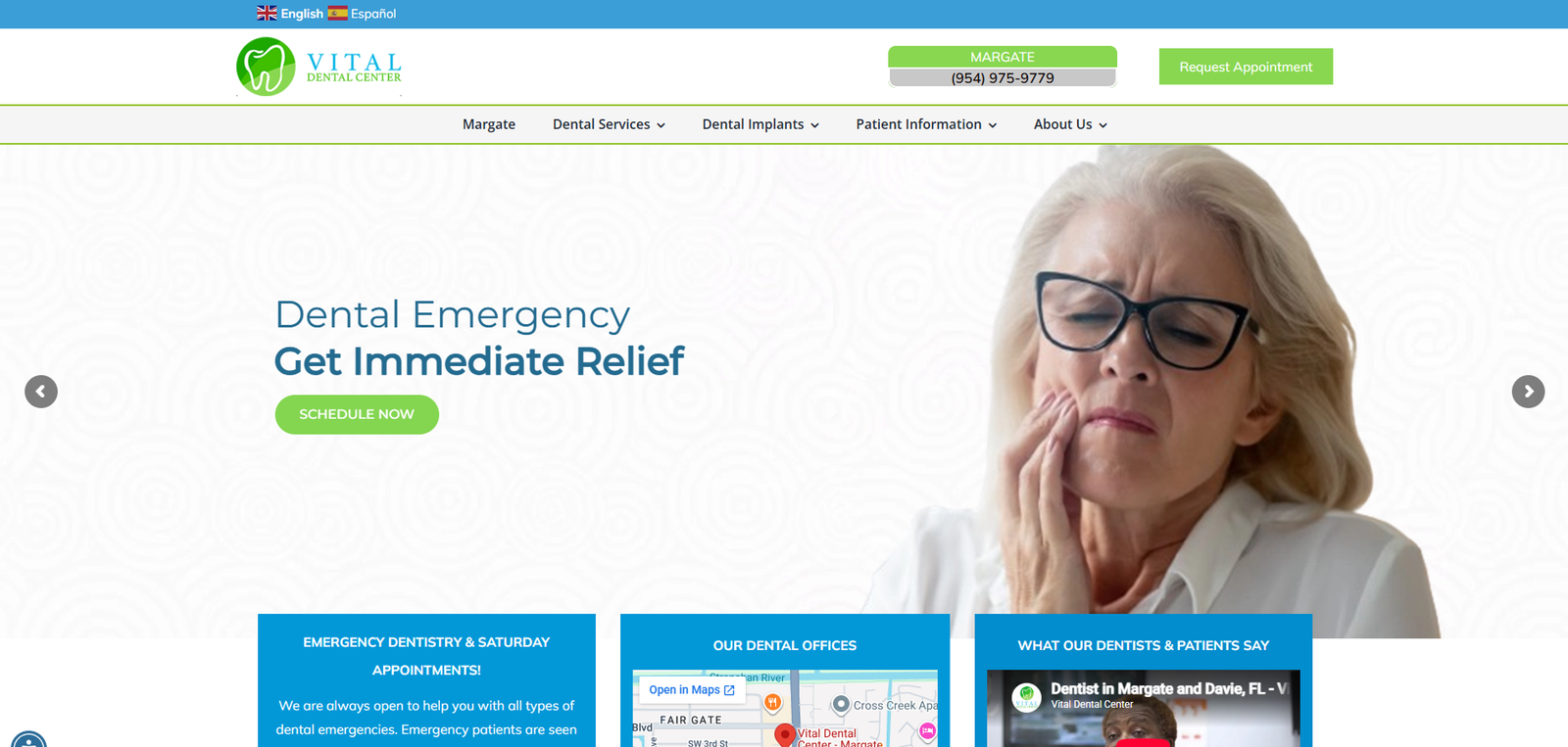 Vital Dental Center website before the redesign